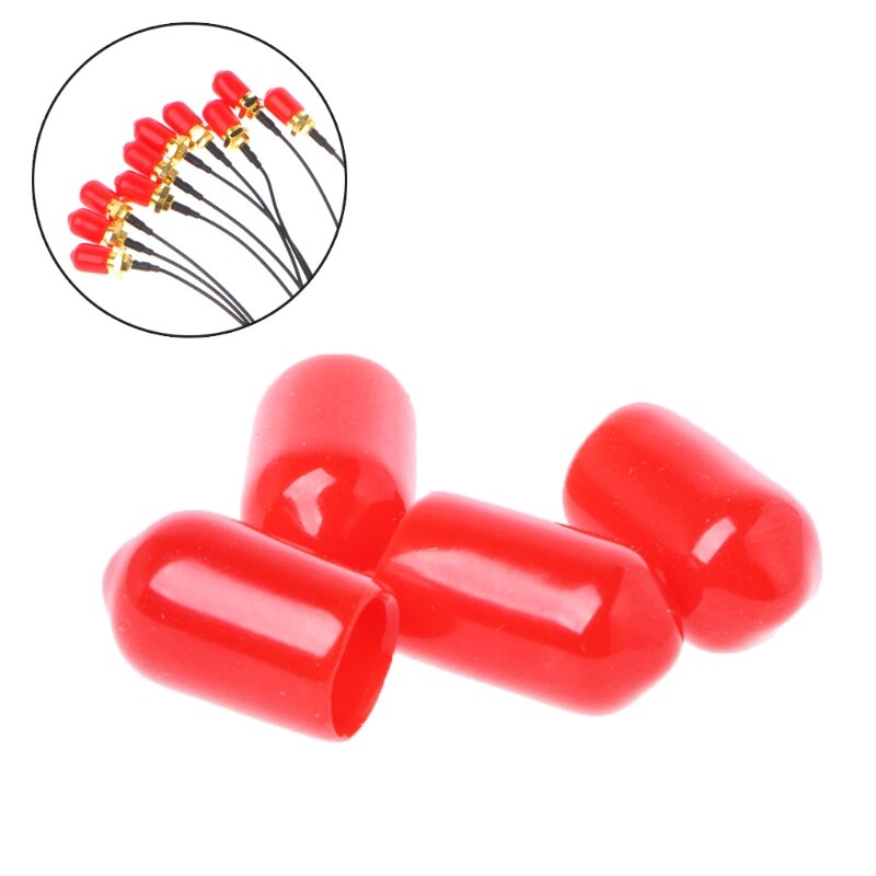 100PCS 6mm Red Protective Cover Rubber Covers Dust Cap For SMA Connector