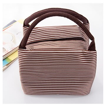 Freizeit Frauen Tragbare Mittagessen Tasche Leinwand Streifen Isolierte Kühltaschen Thermische Lebensmittel Picknick Mittagessen Taschen freundlicher Mittagessen Kasten Tasche Tote: 4