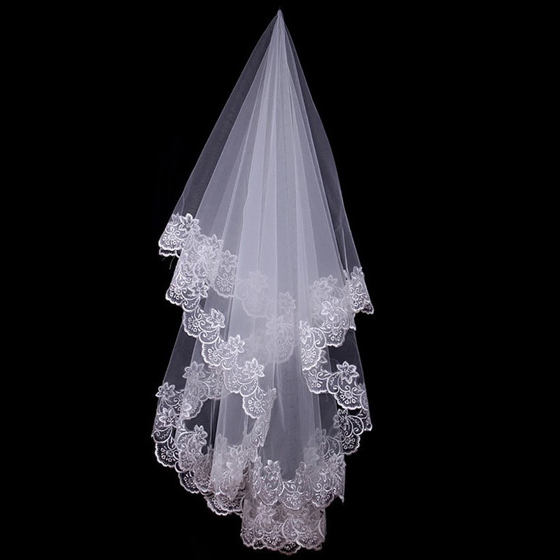 Wedding Accessories Short Bridal Veils Without Comb White Lace Veil Cheap Wedding Veils