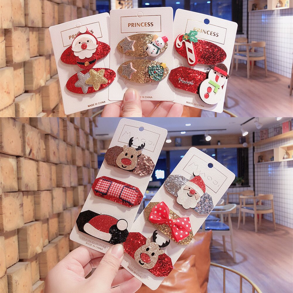 Zuid-koreaanse kerstjaar kinderhaaraccessoires baby bb clip kerstman haarspeldjes meisjes hoofdtooi set