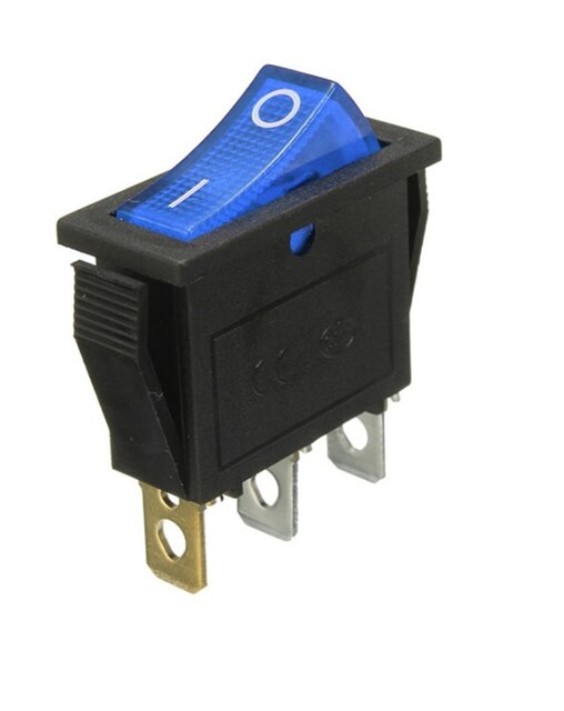 KCD3 Rocker Switch On-Off 2 Positie 3 Pin Elektrische Apparatuur Met Licht Schakelaar 16A 250VAC/ 20A 125VAC 35Mm * 31Mm * 14Mm: Blauw