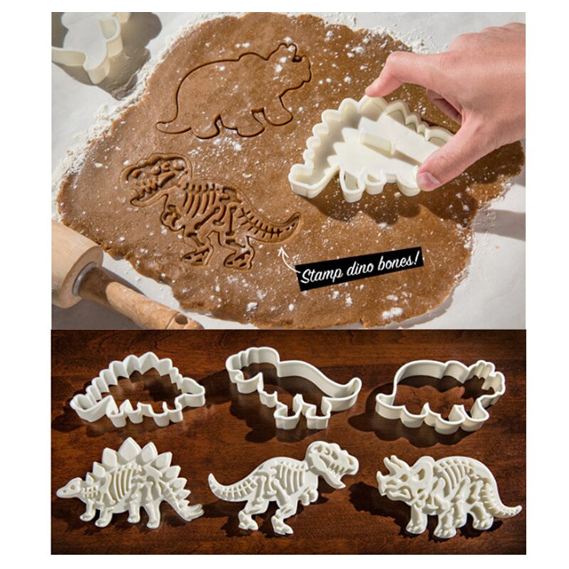 3Pcs Dinosaurus Cookies Cutter Mold 3D Dinosaurus Biscuit Embossing Mould Sugarcraft Dessert Bakken Siliconen Mal Cake Decor Tool