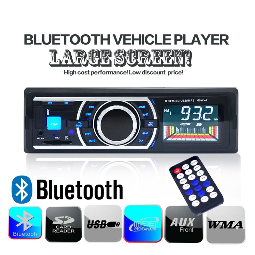 Dc 12V Bluetooth Car Stereo Audio MP3 Speler 60W * 4 Fm Radio Aux Ingang Ontvanger Auto Handsfree sd Usb Met Afstandsbediening