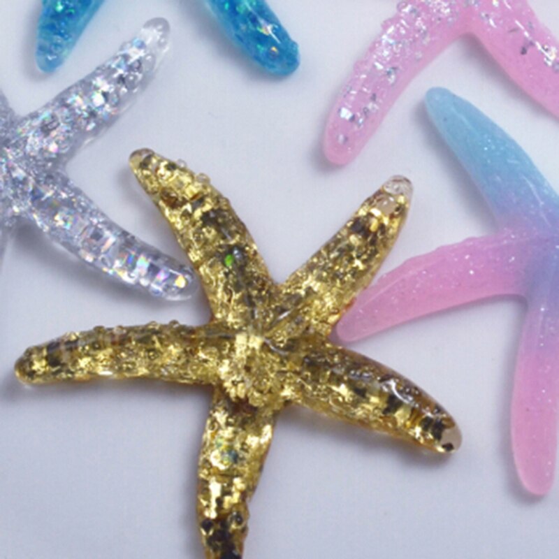 10 st diy harts bedårande glitter färgglada sjöstjärna skal för hem bröllop dekor hantverk gör scrapbooking gör själv hår rosett center