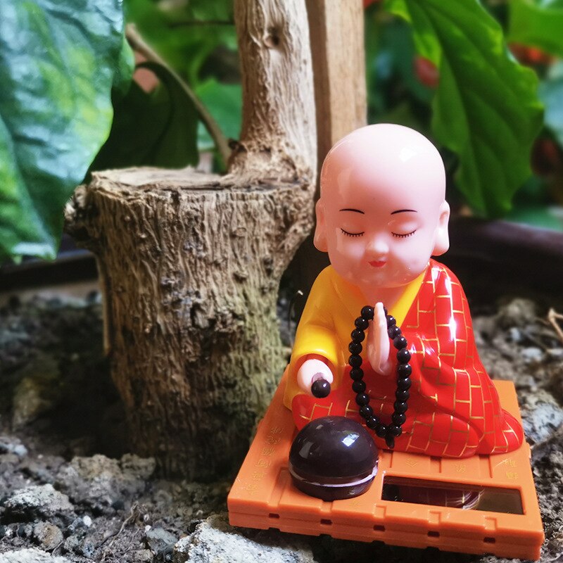 Solar Little Monk Car Decoration Toys Chinese Style Little Novice Monk Shaking His Head Toy Children