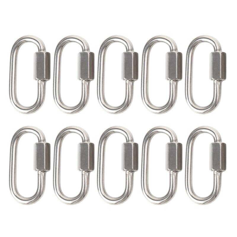 Stainless Steel Quick Link Threaded Chain Connector D Shape Locking Carabiner Heavy Duty for Camping Hammock Swing Trailer: M4