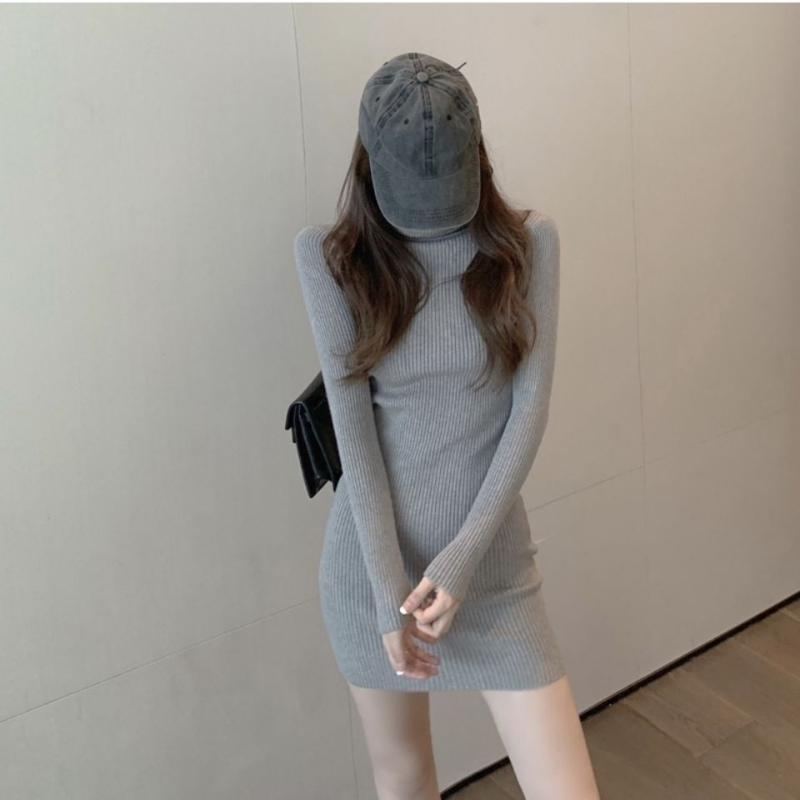 Häkeln gestrickte Kleidung 2024 weibliches Kleid schwarz extrem Mini sexy gewagte kurze feste Damen kleider Roll kragen elegante Party