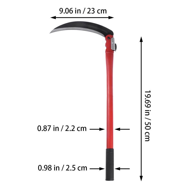 Faucille d'herbe de jardinage en acier avec poignée en acier outil de jardin léger et Durable parfait pour désherber et cultiver (rouge)