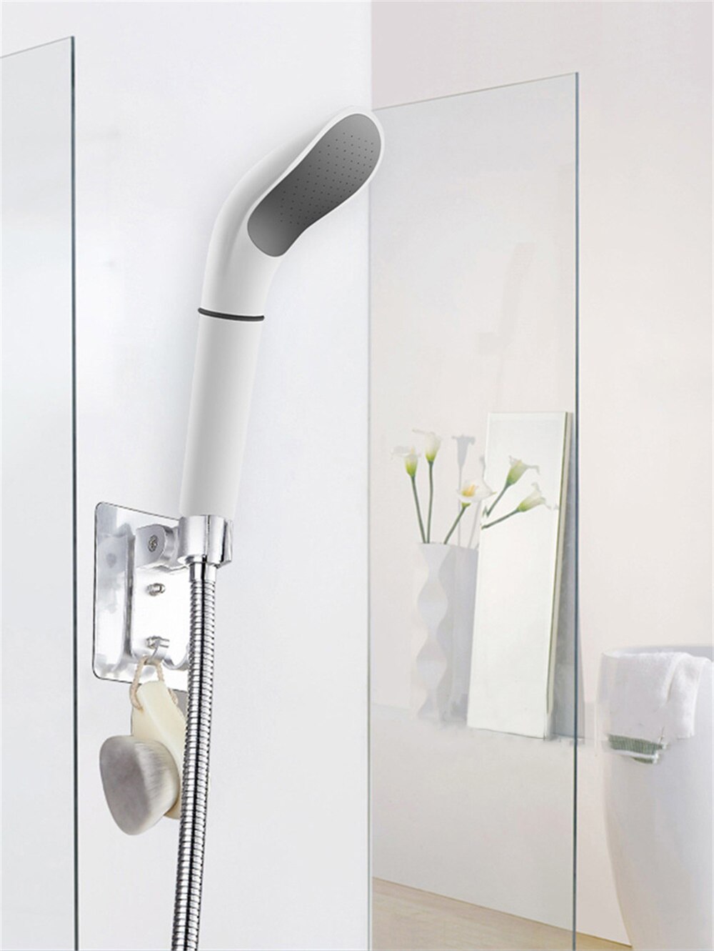 Handdouche Met Druk Functie, Hoge Druk Douchekop, Waterbesparing En Comfortabel, Gloednieuw , wit