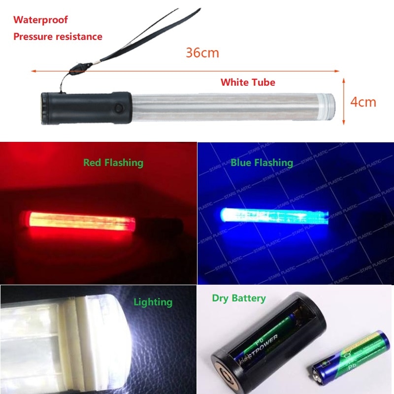 36cm LED Explosion Flash rouge bleu mutuel Flash trafic routier commande d'urgence Fluorescent lumineux bâton d'avertissement