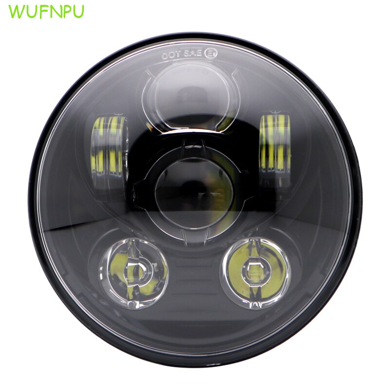 headlight for 883 Harley Dyna Sportster XL883 XL1200 5.75 inch motorcycle round led headlight assembly High power with lens: 45W Black