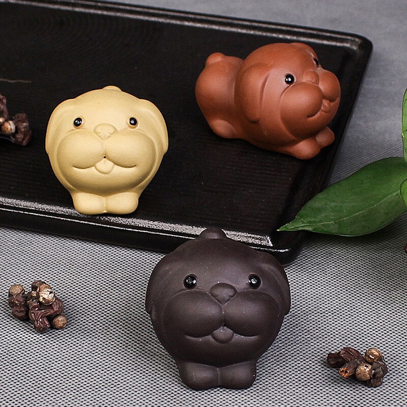 Ceramic tea pets cute puppy decorations Figurines tea ceremony tea play micro landscape matching