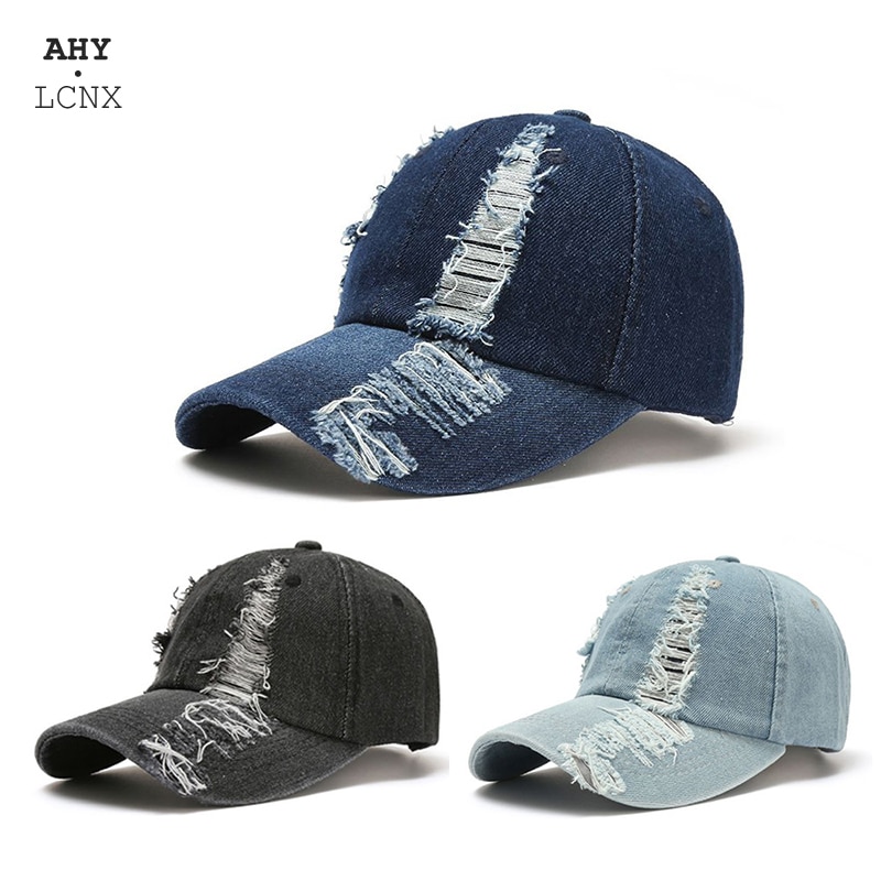 Men Women Baseball Caps Ripped Destroyed Hole Denim Cotton Hats Youth Cool Hip hop Snapback Sun Cap Autumn Street Men&#39;s Hat