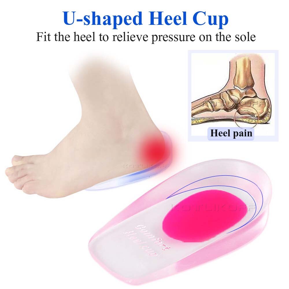 Almohadillas de Gel de silicona para talón, plantilla para aumento de altura para zapatos, insertos para fascitis Plantar, esparto de hueso y dolor de Aquiles
