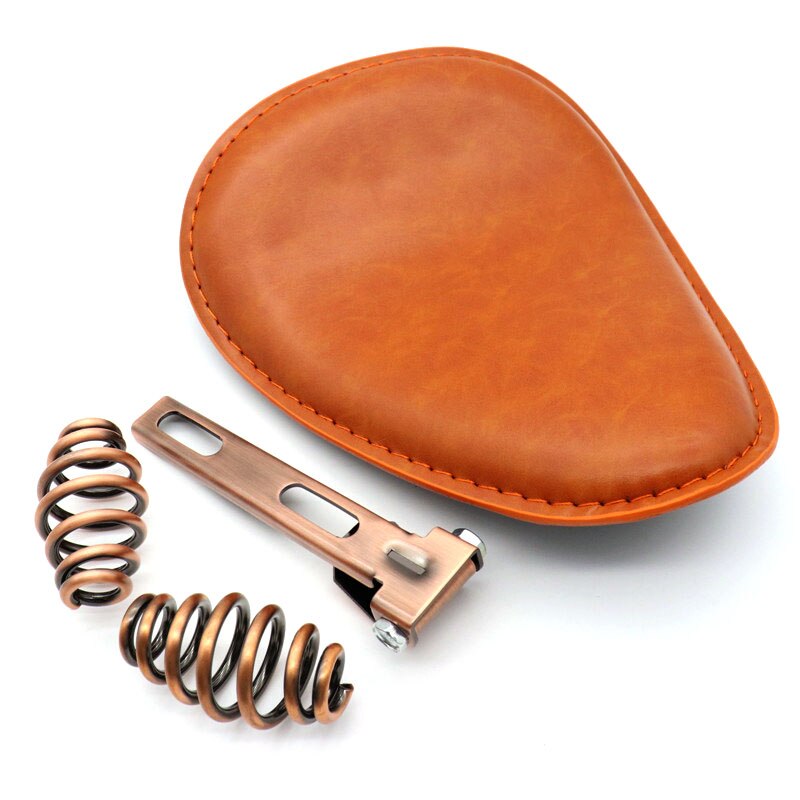 Aangepaste motorfiets pu lederen zadelkussens 3 "veren solo beugelzadel universeel voor harley chopper bobber cafe racer: 12