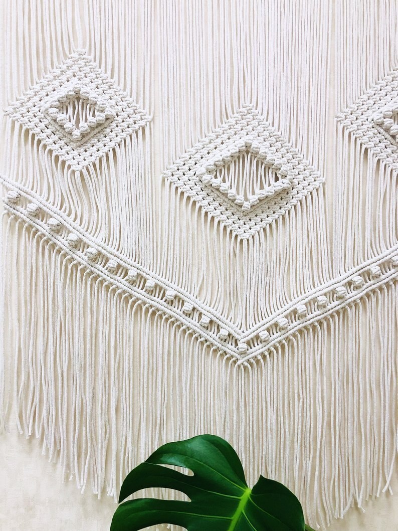 Rainbow Macrame Hand Woven Hanging Bohemian Geometric Tapestry Art Beautiful Home Living Room Decoration Pendant wall tapestry