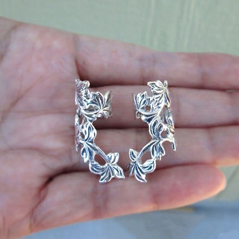Pendientes con Clip de hojas para mujer, Niña y señora, sin Piercing, joyería, 1 ud.