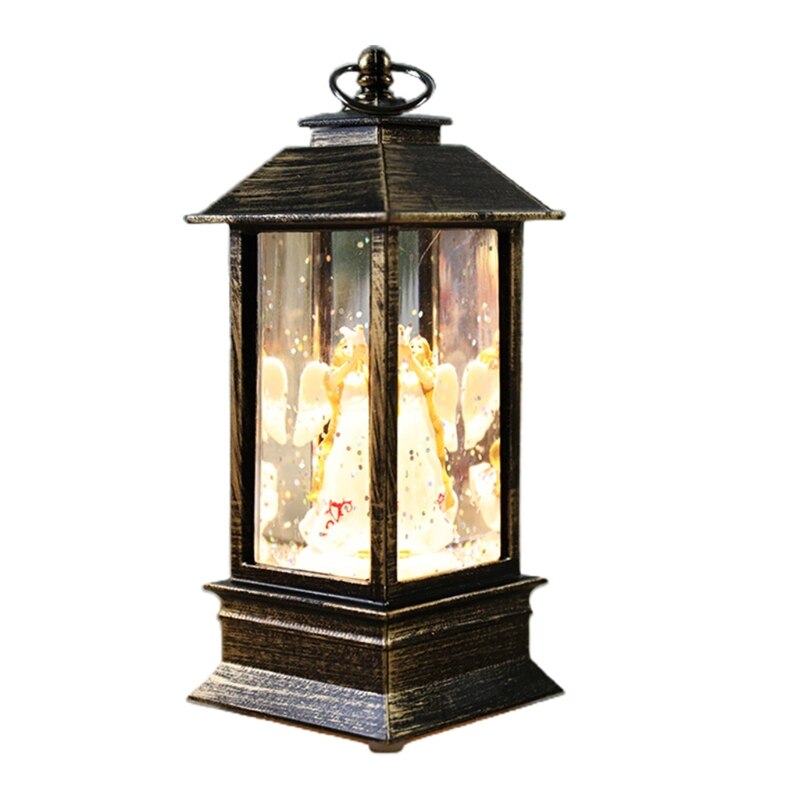 Kerst Sneeuwbol Lantern Battery Operated Led Light Water Glinsterende Santa Sneeuwpop Opknoping Nachtlampje Thuis Ornament: Angel