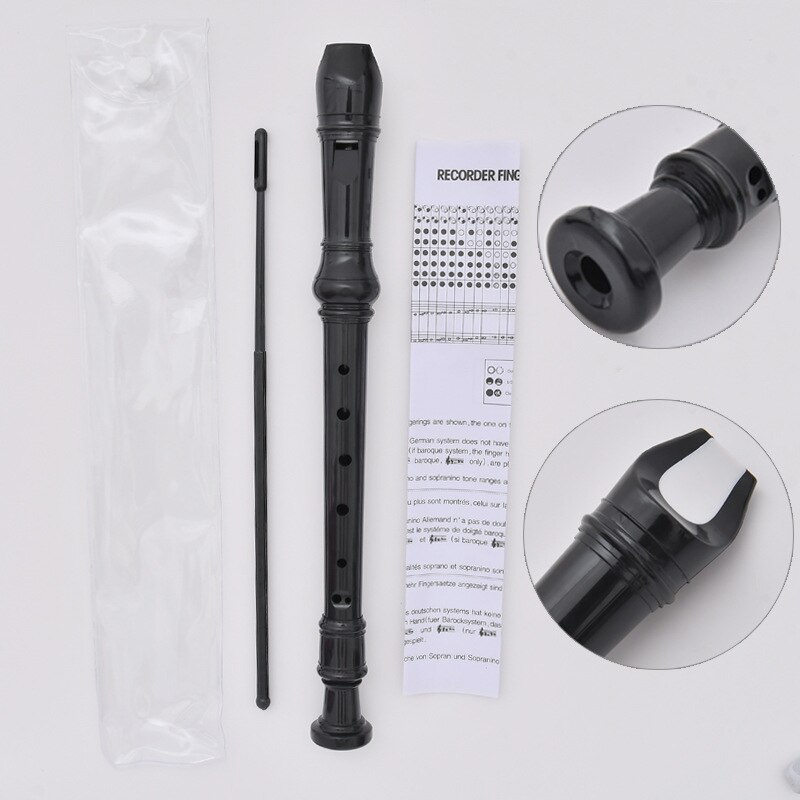 C Key Soprano Recorder ABS Soprano Descant Recorder Clarinet 8 Holes German Style with Fingering Chart Cleaning Stick for Kids