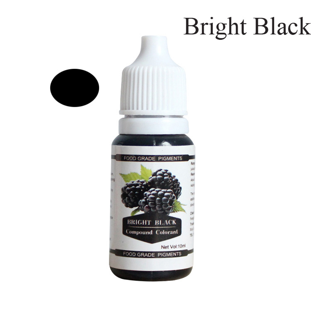 12 Kleuren 10Ml Macaron Ijs Cake Kleurstof Ingrediënten Cake Fondant Bakken Cake Eetbare Kleur Kleurstof Alimentaire: Bright Black