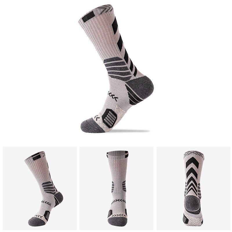 Sports Knee-High Basketball Socks Elite Thick Sports Socks Non-slip Durable Skateboard Towel Bottom Socks Stocking: WZ147-GrayBlack