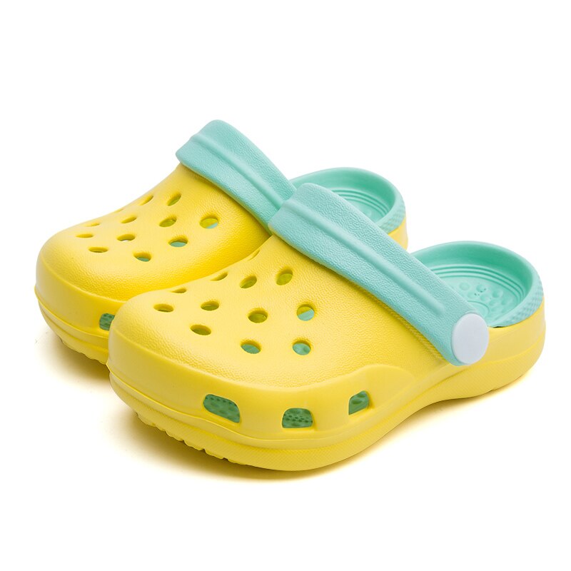 TZLDN Girls Boys Clogs Garden Shoes Summer Hollow Children Slippers Contrast Color Kids Beach Sandals EVA Eco-friendly Shoes: Yellow / 4.5