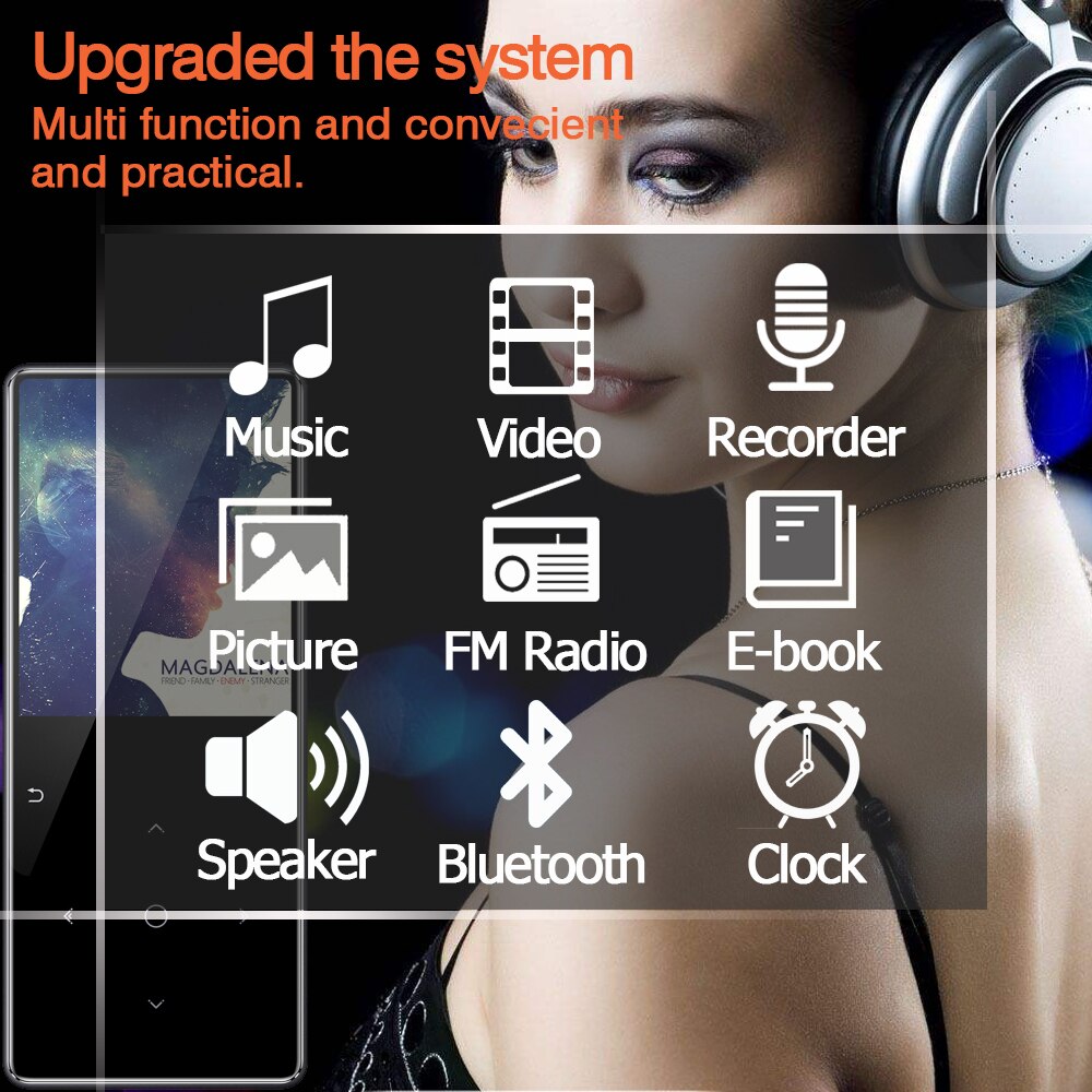 MP4 Lettore Bluetooth 4.2 con Altoparlante Auricolare E-Book Radio FM Video MP4 Lettore di Musica Hi-fi Sottile MP 4 Walkman 8GB 16GB 32GB 40GB