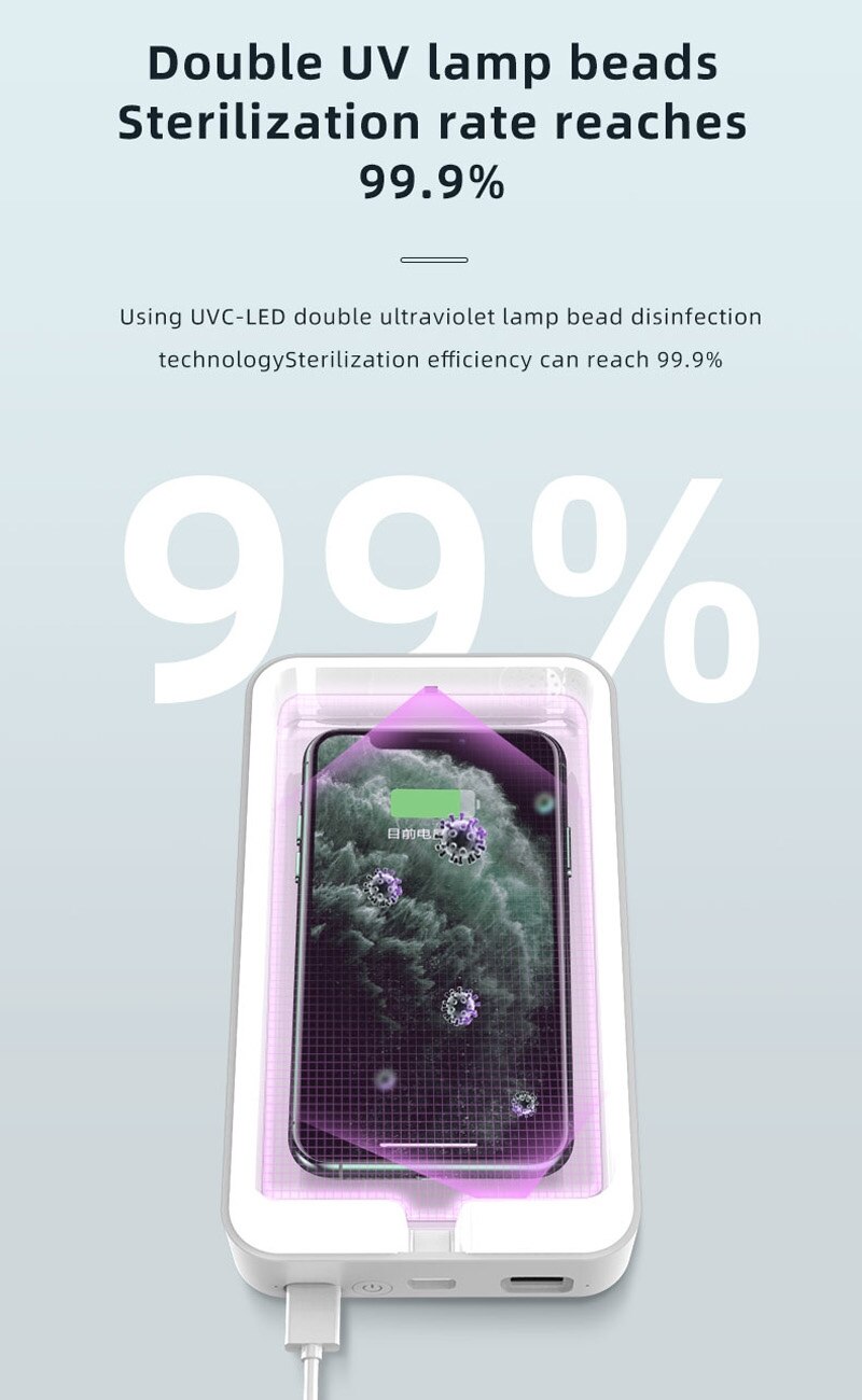 UV Light Disinfection Box Sterilization Box Smartphone Cleaning Sterilizer for Cell Phone,USB Cables,with Aromatherapy Hole