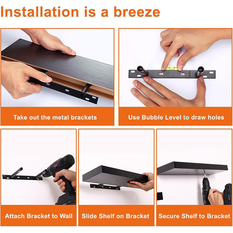 Estantes flotantes invisibles, estantes de madera montados en la pared, estantes para baño, dormitorio, sala de estar, cocina, estante colgante para Boo