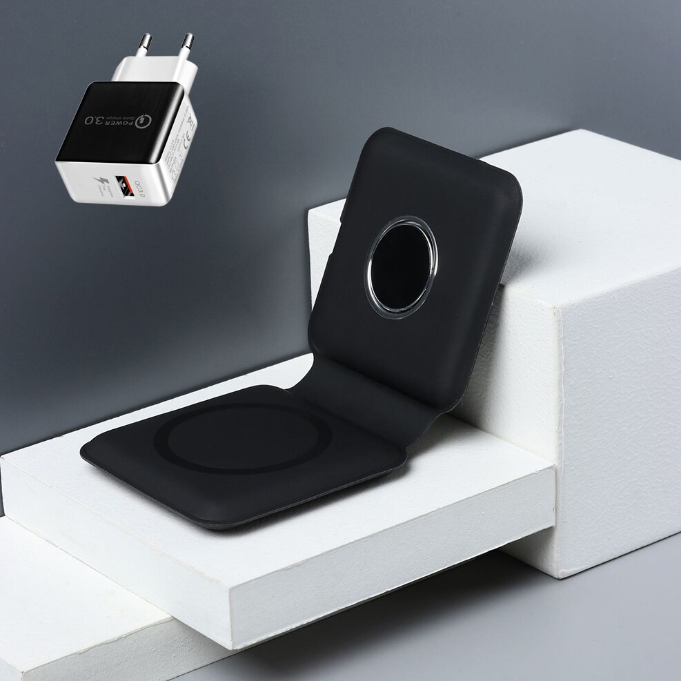 Magnetic Wireless Charger Pad 15W - for Apple Watch, iPhone 12 Series, AirPods Pro - USB-C Dock Station: Black-EU Plug