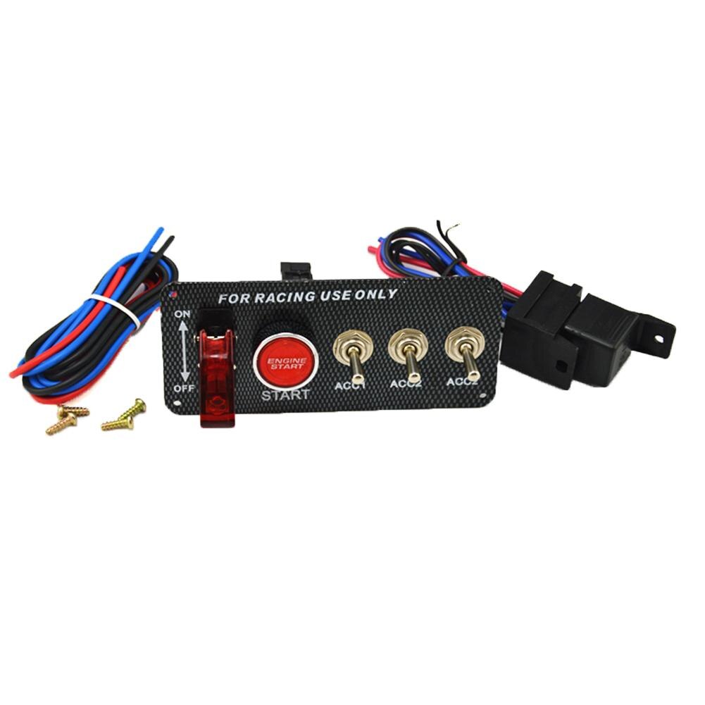 Racing ignition switch panel, lever led 12V, engine start button set, universal, 12V power supply speed