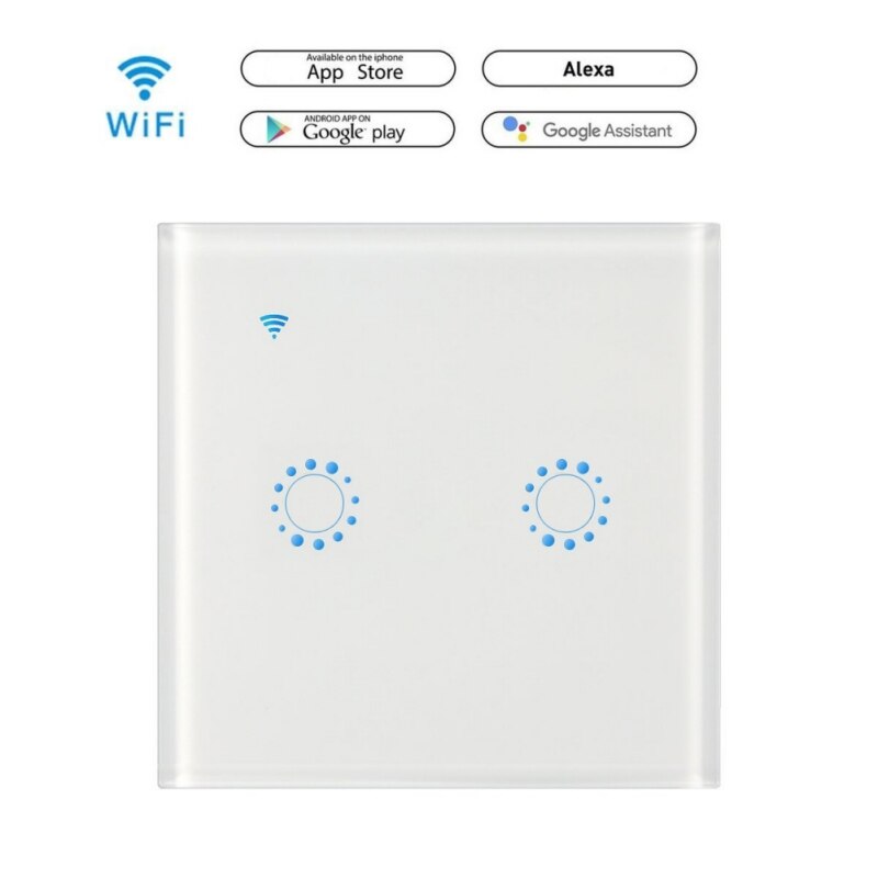 WiFi Smart Light Switch Screen Touch Wireless Smart Wall Switches Remote Control Black White 3 1/2/3 Gang: B / UK Standard