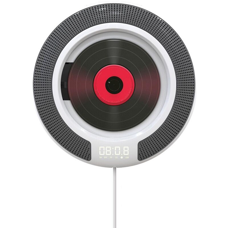 Bærbar cd-afspiller med bluetooth-vægmonterbar fm-radio indbyggede hifi-højttalere med fjernbetjeningshovedtelefonstik: Default Title