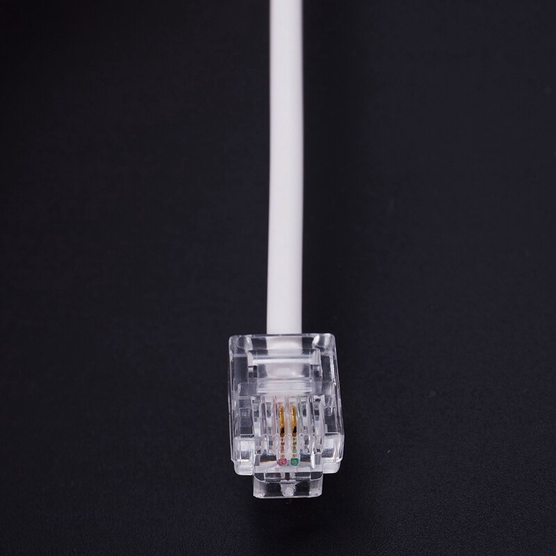 2 piezas 10M RJ11 Cable de extensión de conector de teléfono blanco