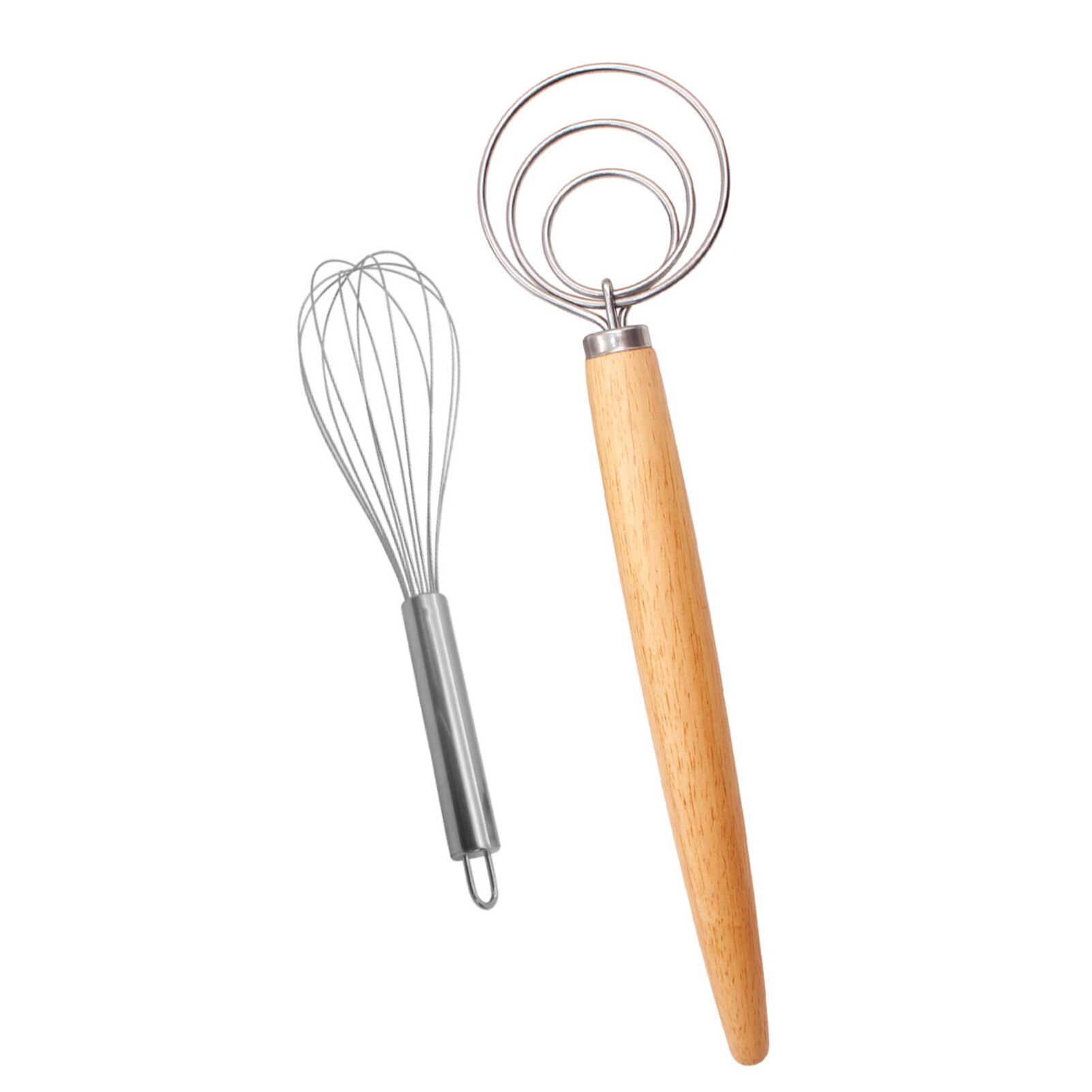 DIY Bread Making Tools Set Danish Dough Whisk+ Egg Beater Flour Coil Agitator Whisk Stick Oak Wood Handle Blender