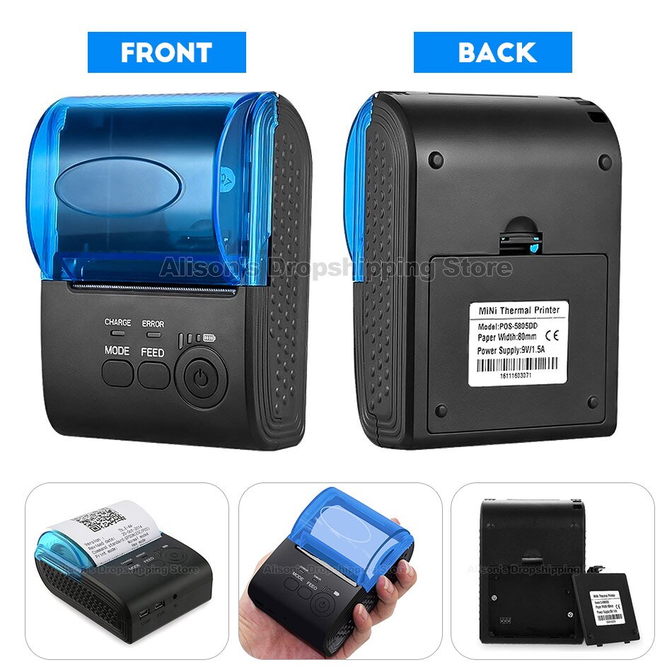 Bluetooth Bonprinter 58 Mm Draagbare Pos Mini Printer Thermische Bill Taxi Printer 58 Mm Voor Andirod Ios Windows Phone afdrukken