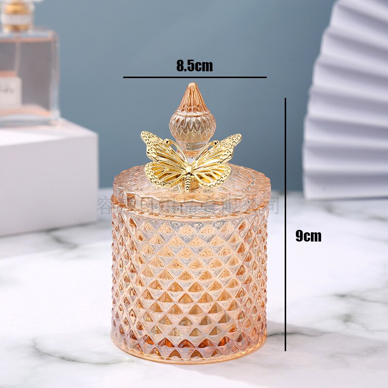 Kreative Glas Glas Kerze Glas mit Deckel Mehrfarbig Schmuck Lagerung Kasten Runde Lagerung Glas Wohnzimmer Heimat Lager Krug: Rosa