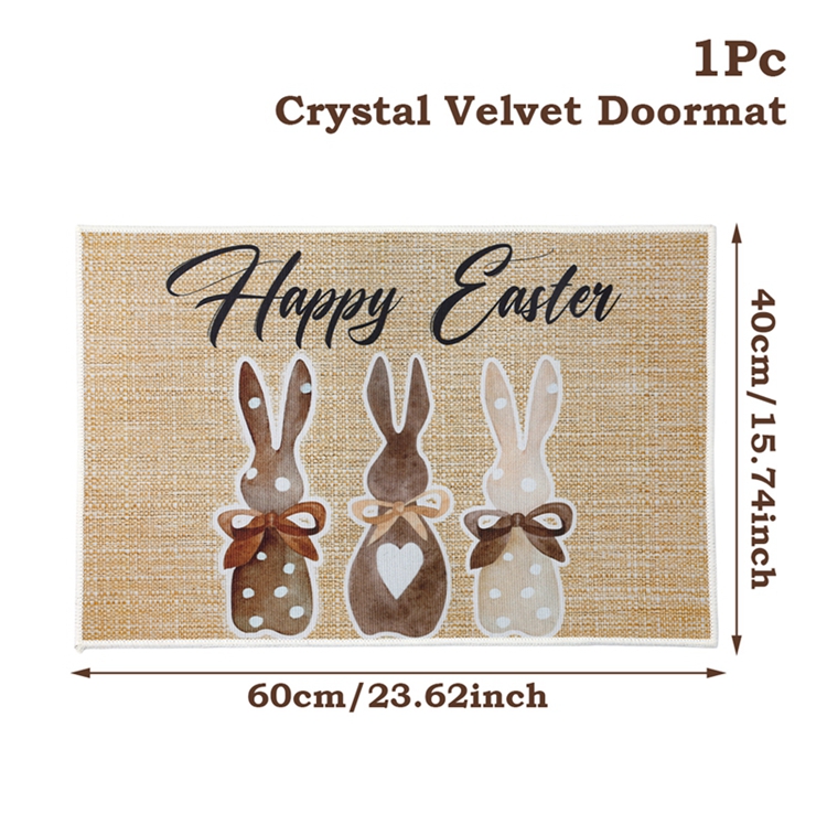 1Pc Crystal velvet Lovely Happy Easter Door Mat Motif Entrance Pad Bath Rug Area Carpet For Kitchen Balcony Terrace Home Decor: Light Grey