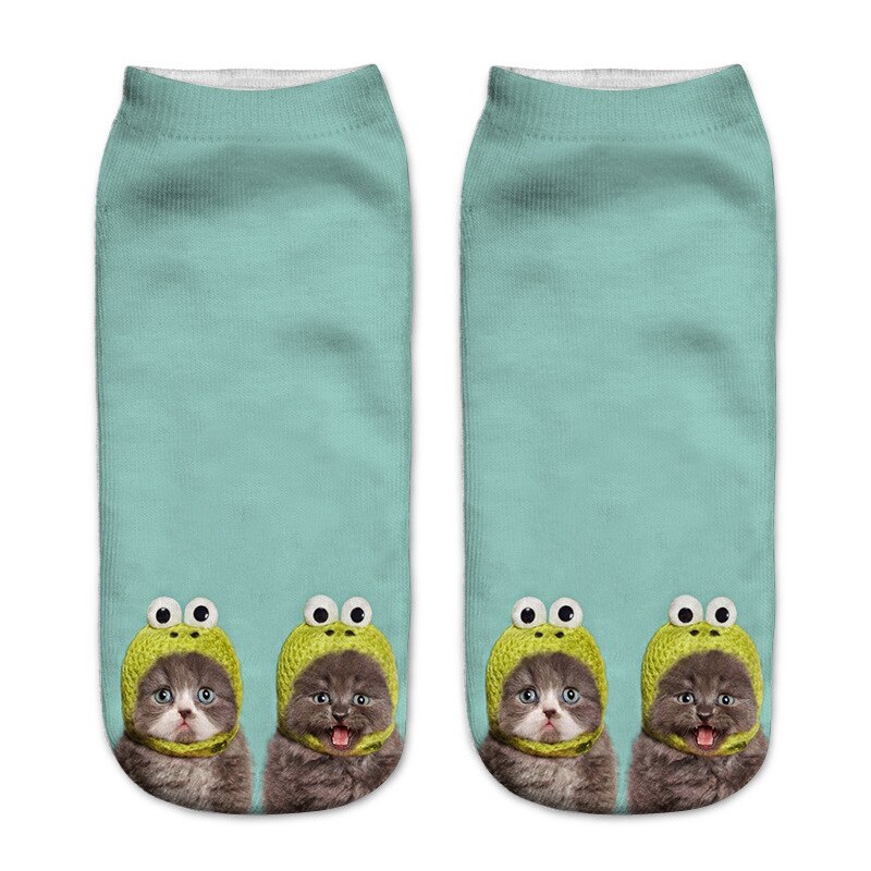 Kids Socks 3D Printing Cute Animal Cat Boys Girls Socks Low Ankle Funny Sock for Children 8-16Years: 17