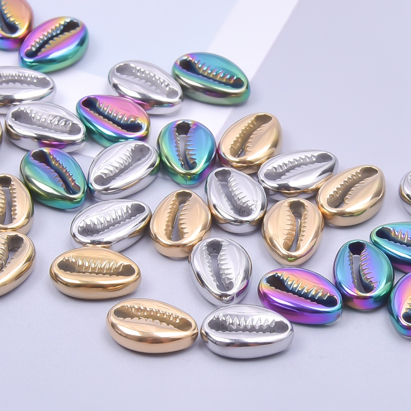 Colgante de acero inoxidable para la fabricación de joyas, dijes de animales marinos, concha, estrella de mar, Tortuga, tiburón, mariposa, Color dorado, 5 unidades por lote