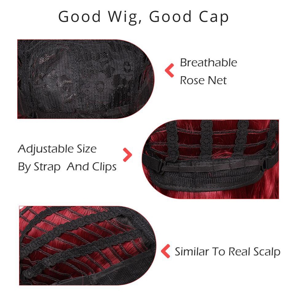 Ombre rot Perücken Synthetische Haar Kurze Lockige Bob Perücke Natürliche Wellenförmige Perücken Für Frauen Täglichen Party Cosplay Perücke Hitze Beständig 16 zoll 220g