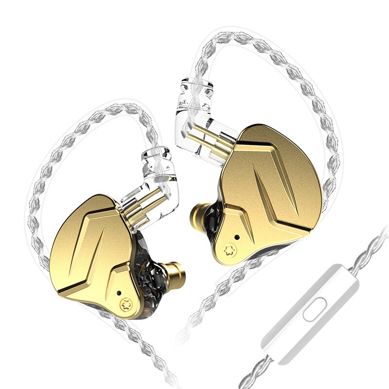 Kz zsn pro  x 1ba+1dd hybrid teknologi hifi metal i øretelefoner bas øretelefon sport støjreducerende headset kz zsn pro zst: Guld med mikrofon