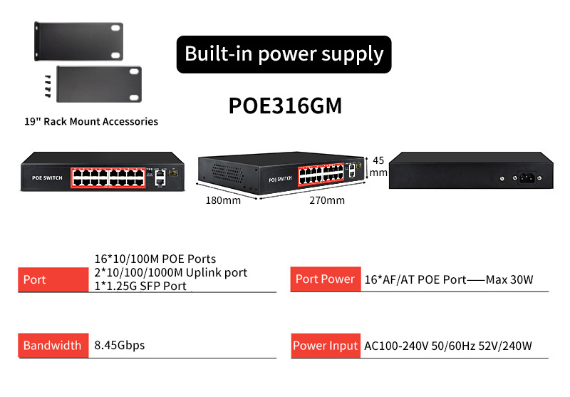STEAMEMO-SSC Series POE Switch 4/6/8/16/24 Port, Active POE for IP Cameras, Wireless AP Switch, Gigabit IEEE 802.3 AF/AT