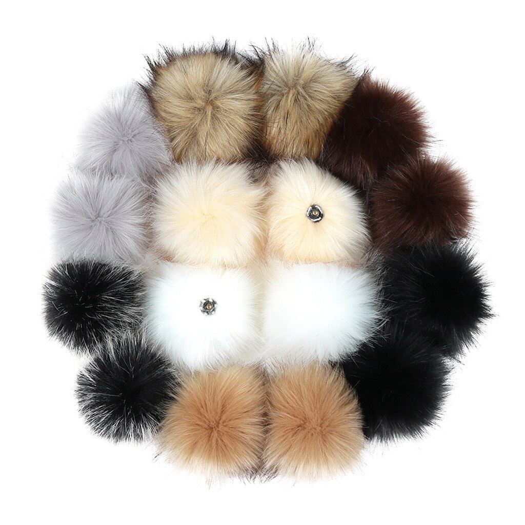 16 Pcs 10Cm Winter Faux Bont Bal Vrouwen Pompom Auto Tas Sleutelhanger Sleutelhanger Elastische Diy Sleutelhanger Konijn Haar lamp Zakken Decor