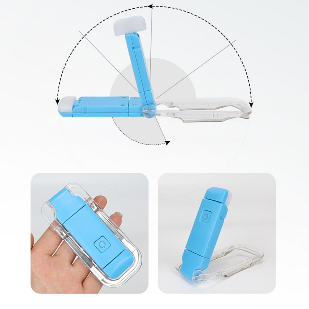 Usb-oppladbar boklampe, bærbar usb-oppladbar ledet-bokleselampe med mykt klips, sammenleggbart ødu til hjemmet