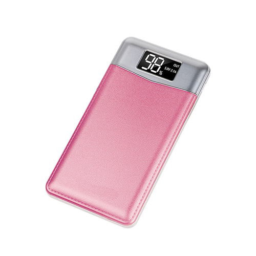 Slim 20000 mAh Power Bank Portable Ultra-thin Polymer Powerbank battery power-bank 20000mah With Dual LED Light for Mobile Phone: Pink