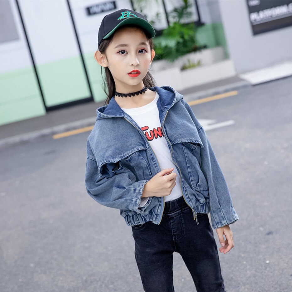 Veste en jean pour filles, manteaux de pour enfants de 6, 8, 10, 12 et 14 ans, décontracté