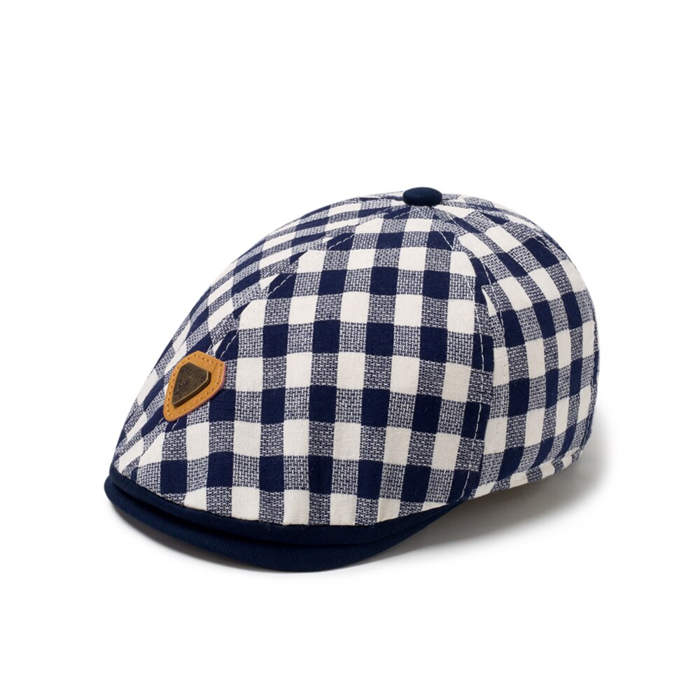 -né casquette pour 0-24 mites garçon Plaid automne printemps petits garçons accessoires chapeau de soleil haut en coton chapeaux 2 couleurs: Dark Blue