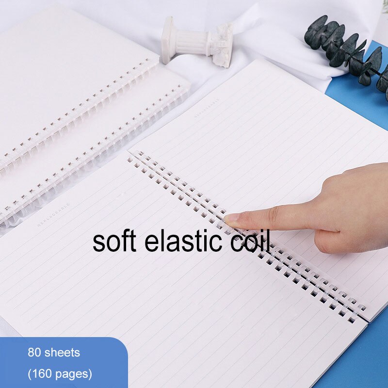 80Sheet B5 360 Flip Loose Leaf Soft Side Notebook Journal Planner Transparent Horizontal Line Notebooks School Office Stationery