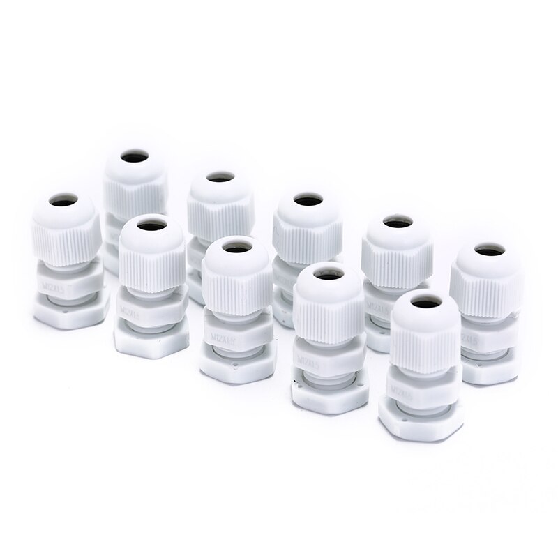 3mm-6.5mm 10pcs/lot for Cable CE Waterproof Nylon Plastic Cable Gland IP68 M12 Connector: White